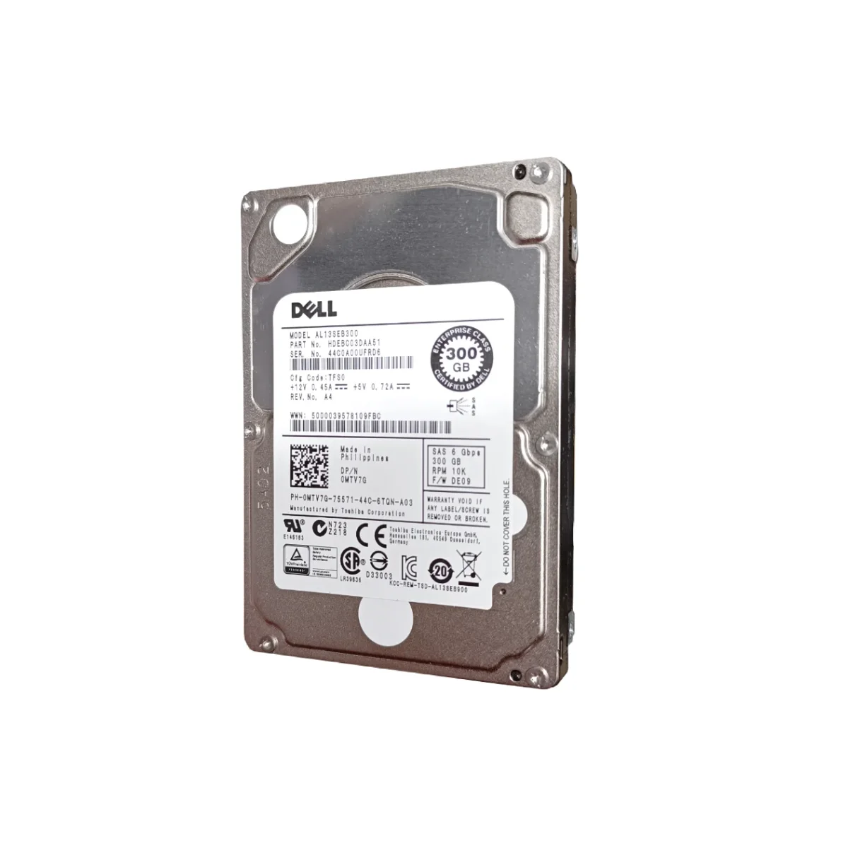 Dell 300GB 2,5" 10k SAS AL13SEB300 0MTV7G MTV7G