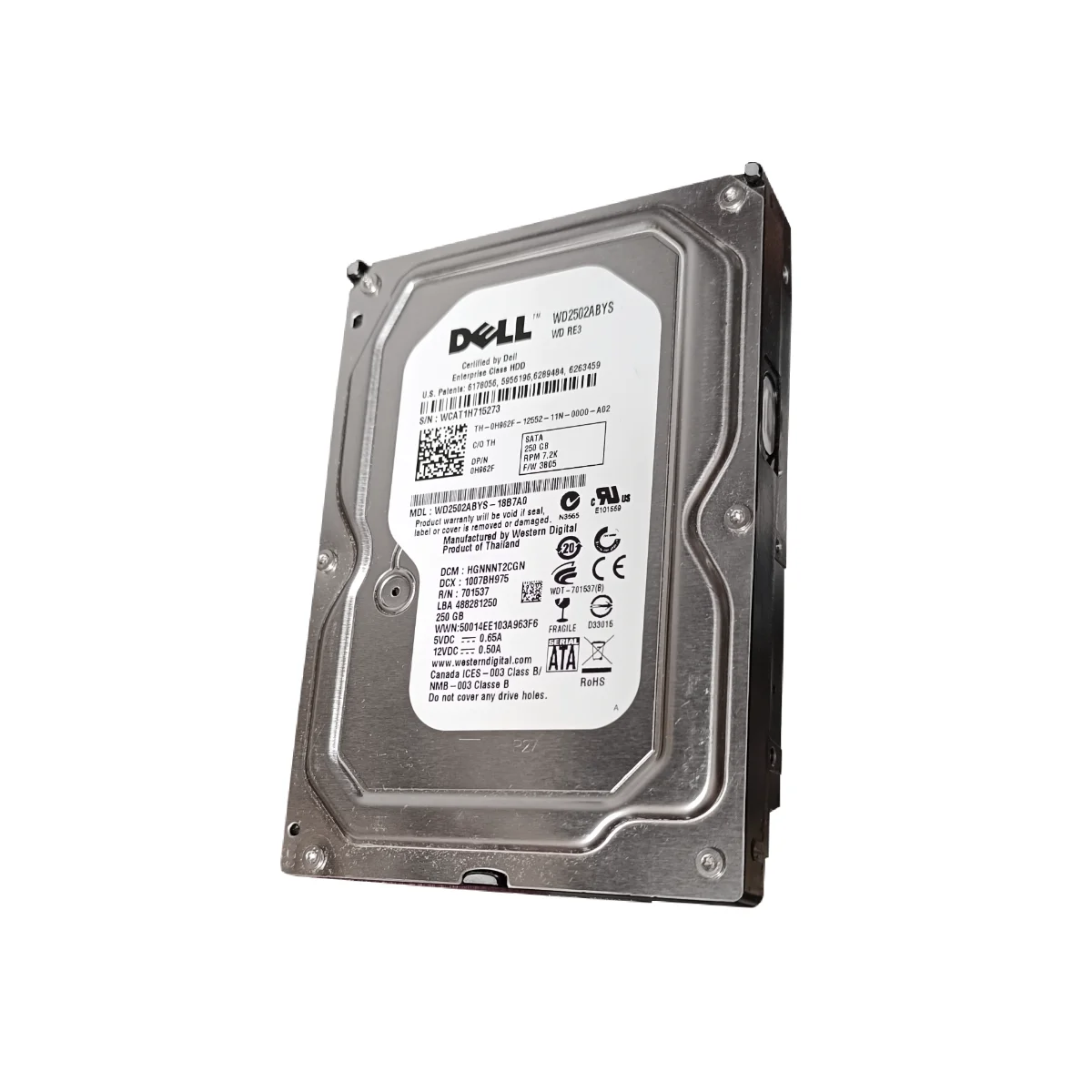 Dell 250GB 3,5" 15k SATA WD2502ABYS-18B7A0 0H962F H962F