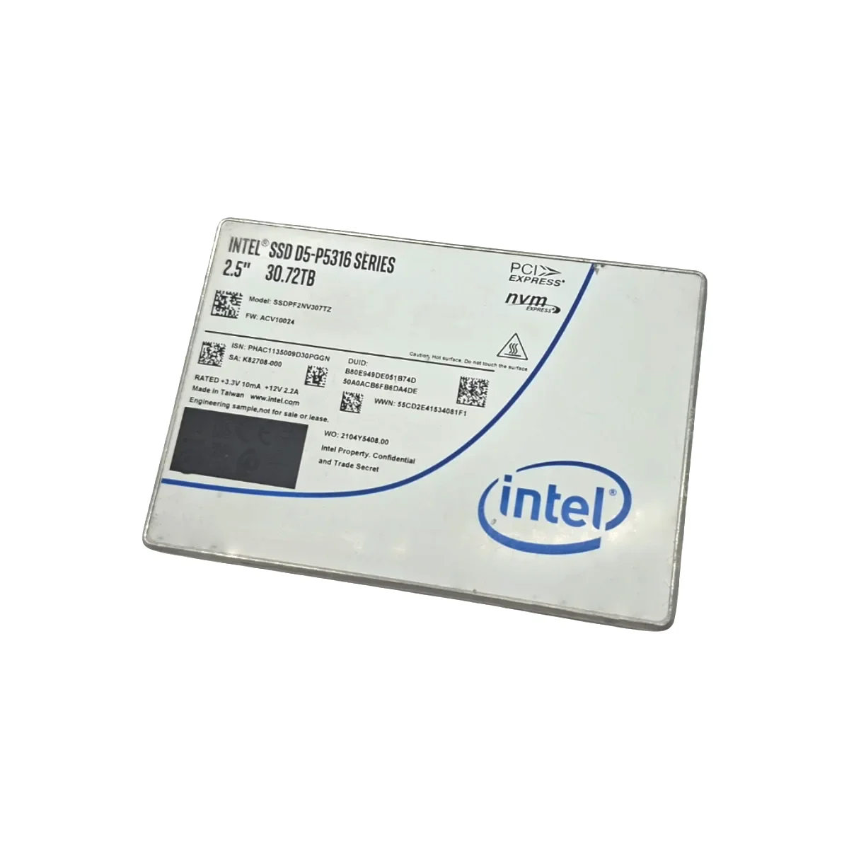 Intel 30.72TB 2,5" SSD NVMe U.2 PCIe D5-P5316 SSDPF2NV307TZ