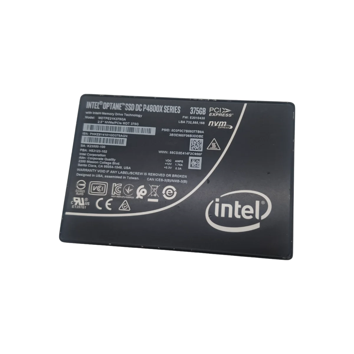 Intel 375GB 2,5″ SSD DC NVMe U.2 PCIe P4800X MDTPE21K375GA