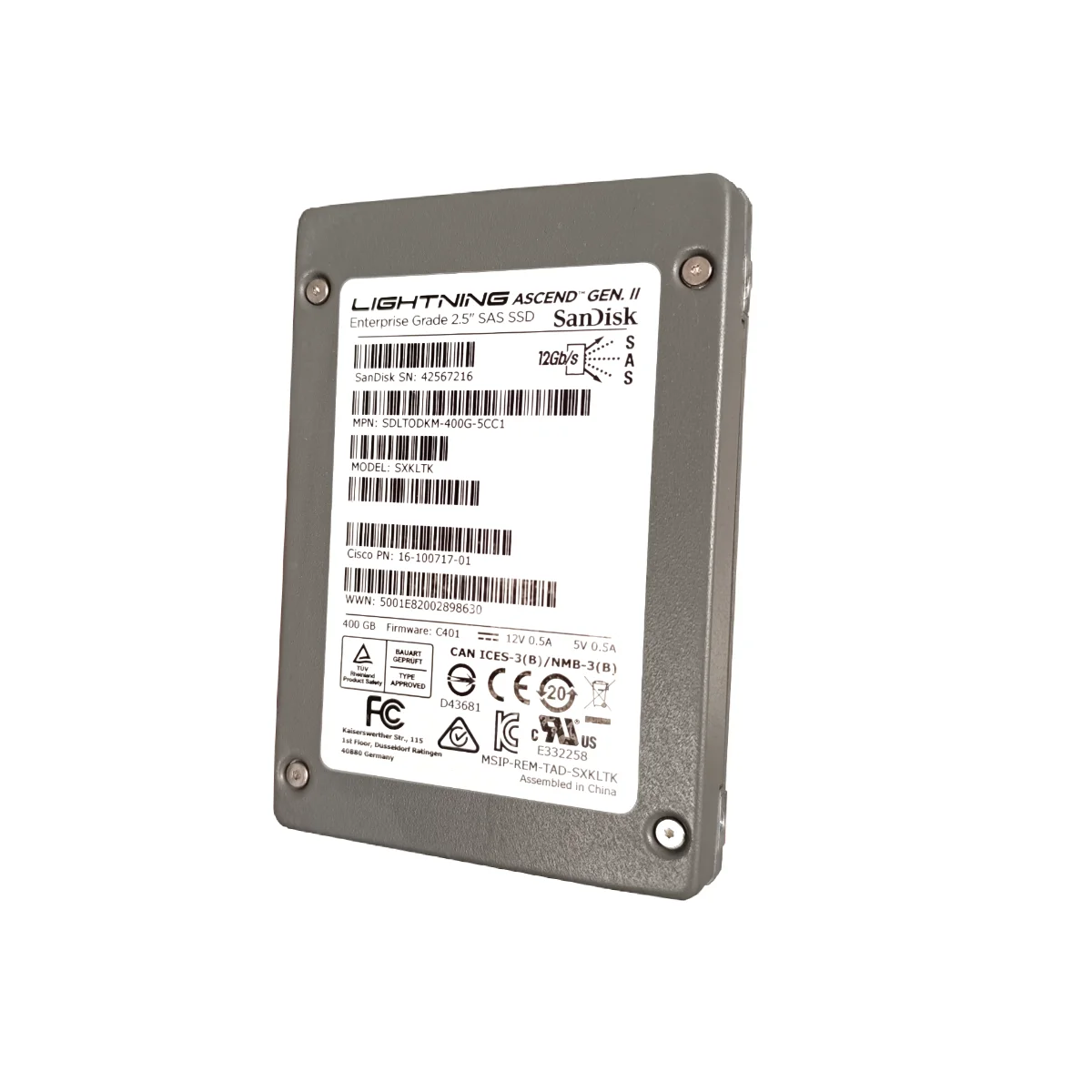 Sandisk Cisco 400GB 2,5" SSD SAS SXKLTK 16-100717-01