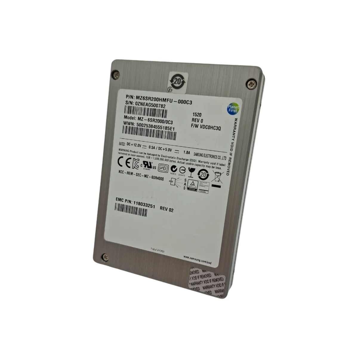 Samsung 200GB 2,5" SSD SAS MZ-6SR2000/0C3 MZ6SR200HMFU-000C3