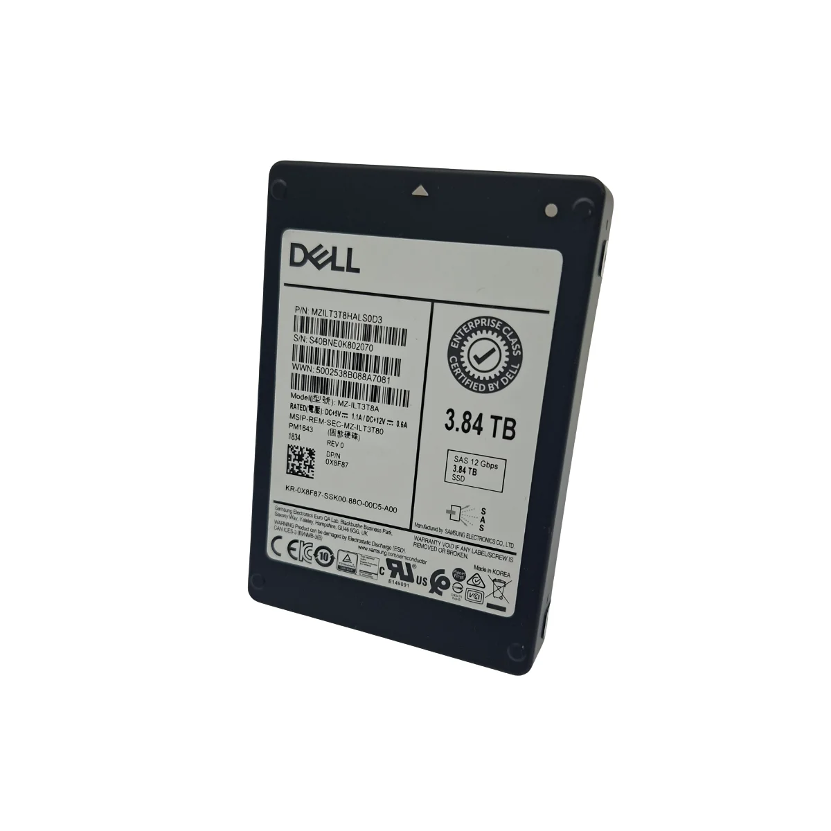 Dell 3,84TB 2,5" SSD SAS MZ-ILT3T8A MZILT3T8HALS0D3 0X8F87 X8F87
