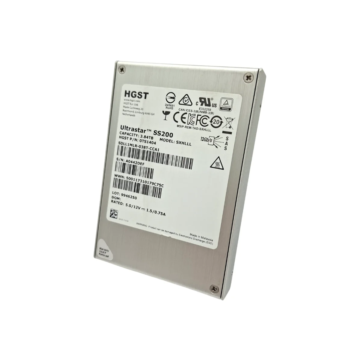 HGST 3.84TB 2,5" SSD SAS SDLL1MLR-038T-CCA1 0TS1404