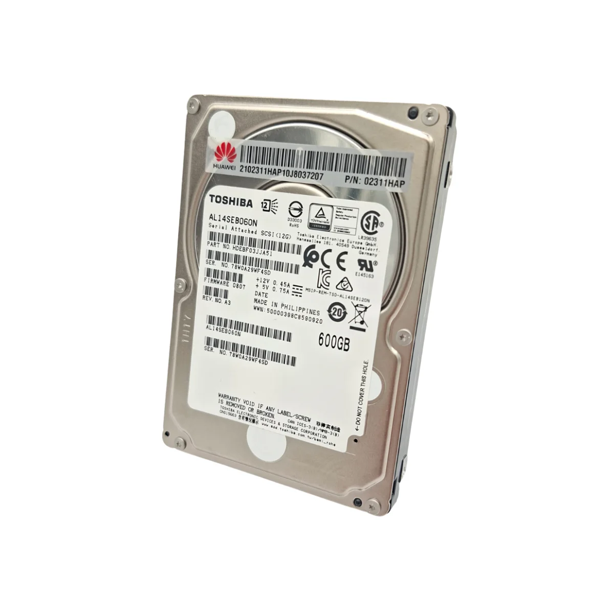 Huawei Toshiba 600GB 2,5" 10k SAS AL14SEB060N 02311HAP HDEBF03JJA51