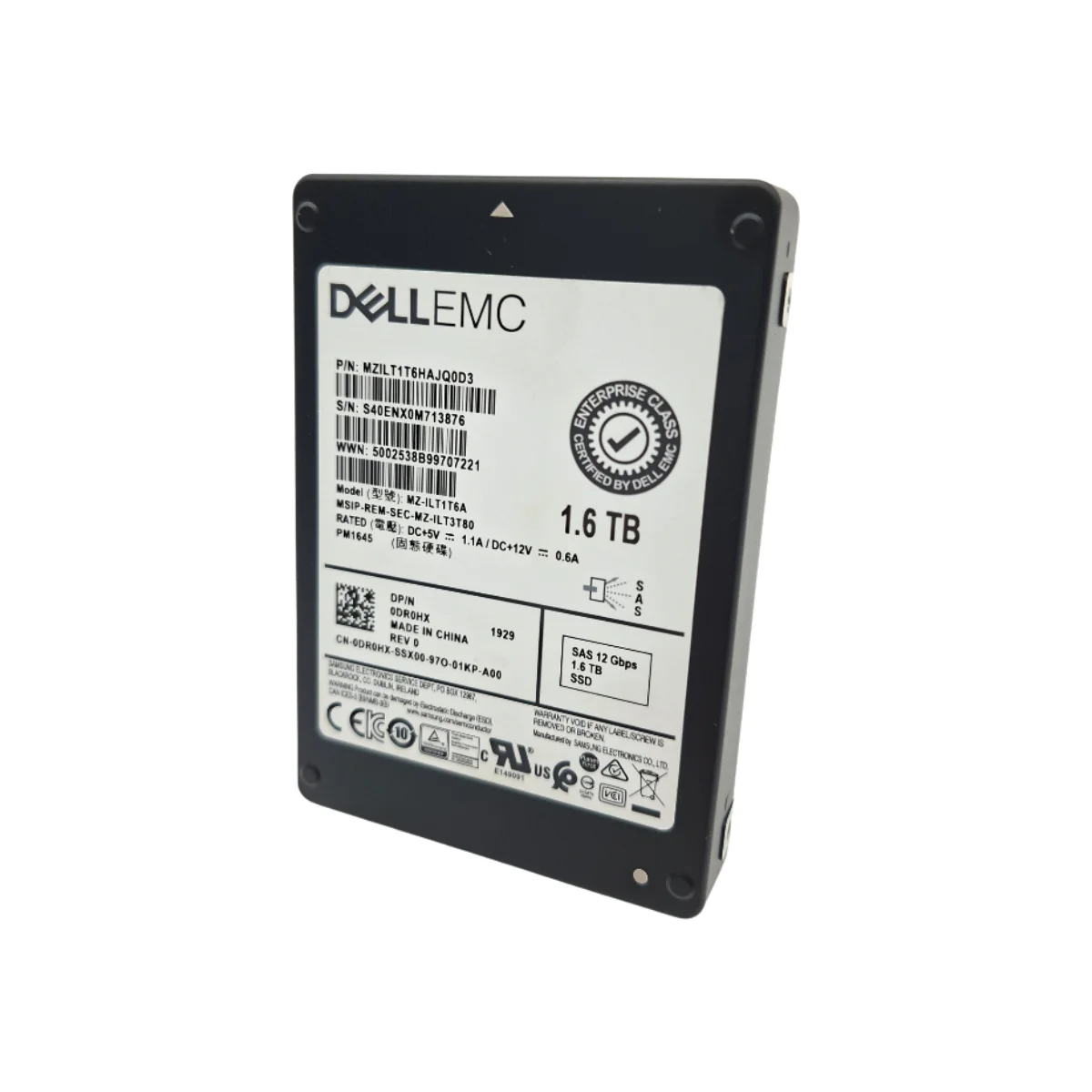 Dell 1,6TB 2,5" SSD SAS MZ-ILT1T6A 0DR0HX DR0HX