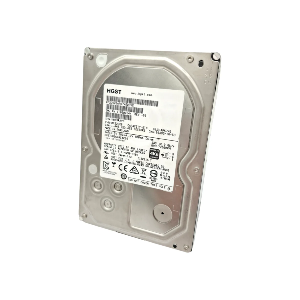 HGST 6TB 3,5" 7,2k SAS HUS726060AL4210 0F22926 118000144
