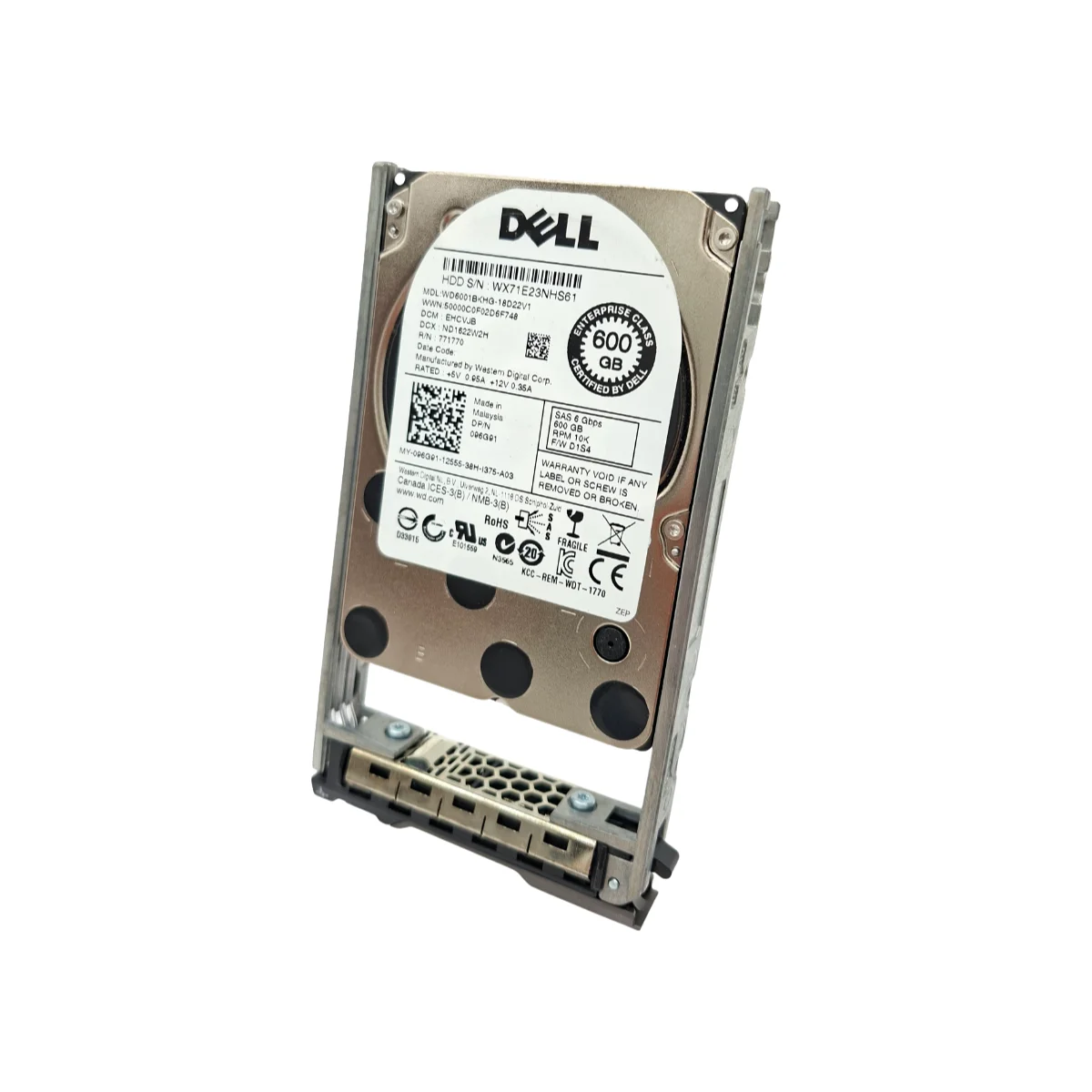Dell WD 600GB 2,5" 10k SAS WD6001BKHG-18D22V1 096G91 96G91 + Ficka 0KG7NR