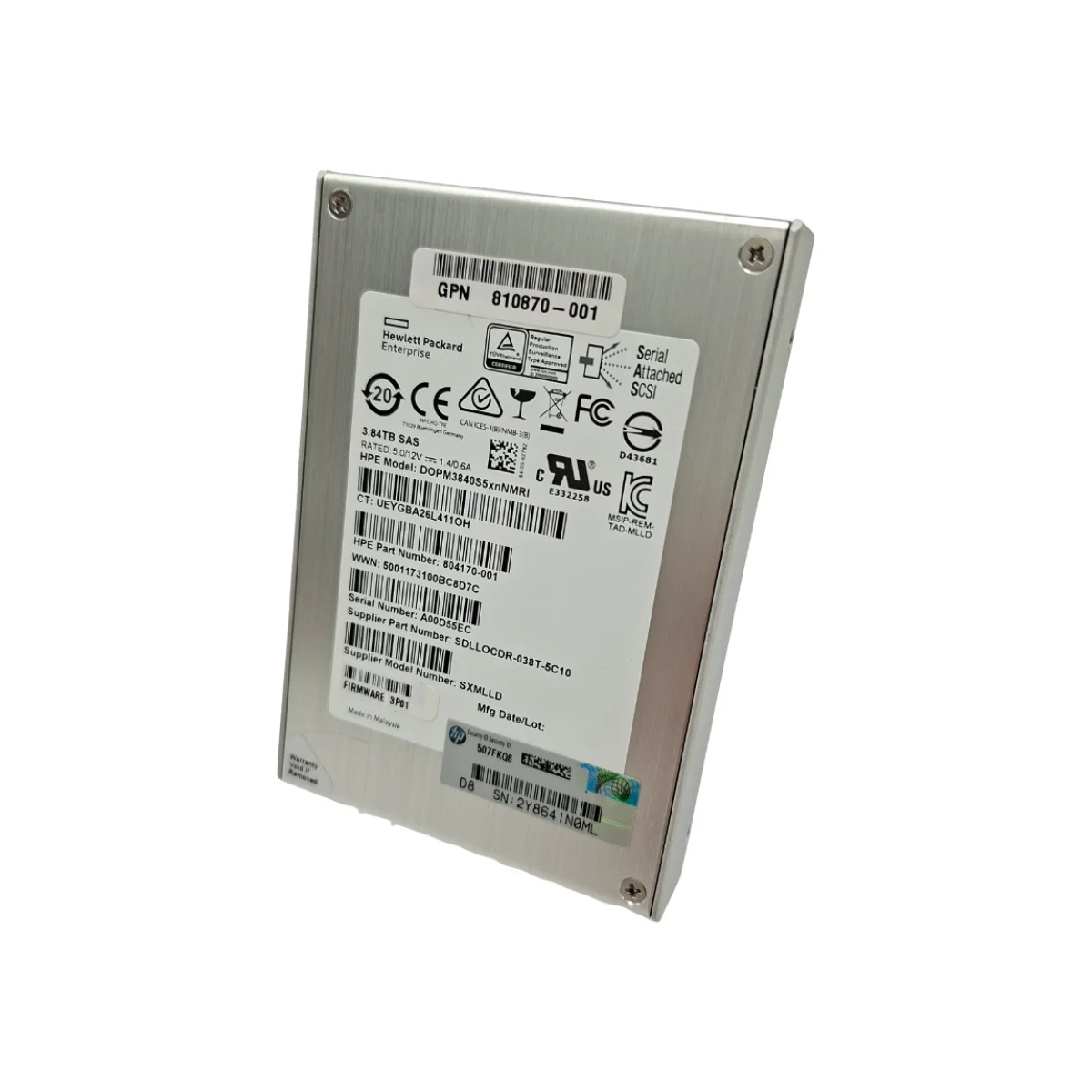 HPE 3,84TB 2,5" SSD SAS DOPM3840S5xnNMRI 804170-001