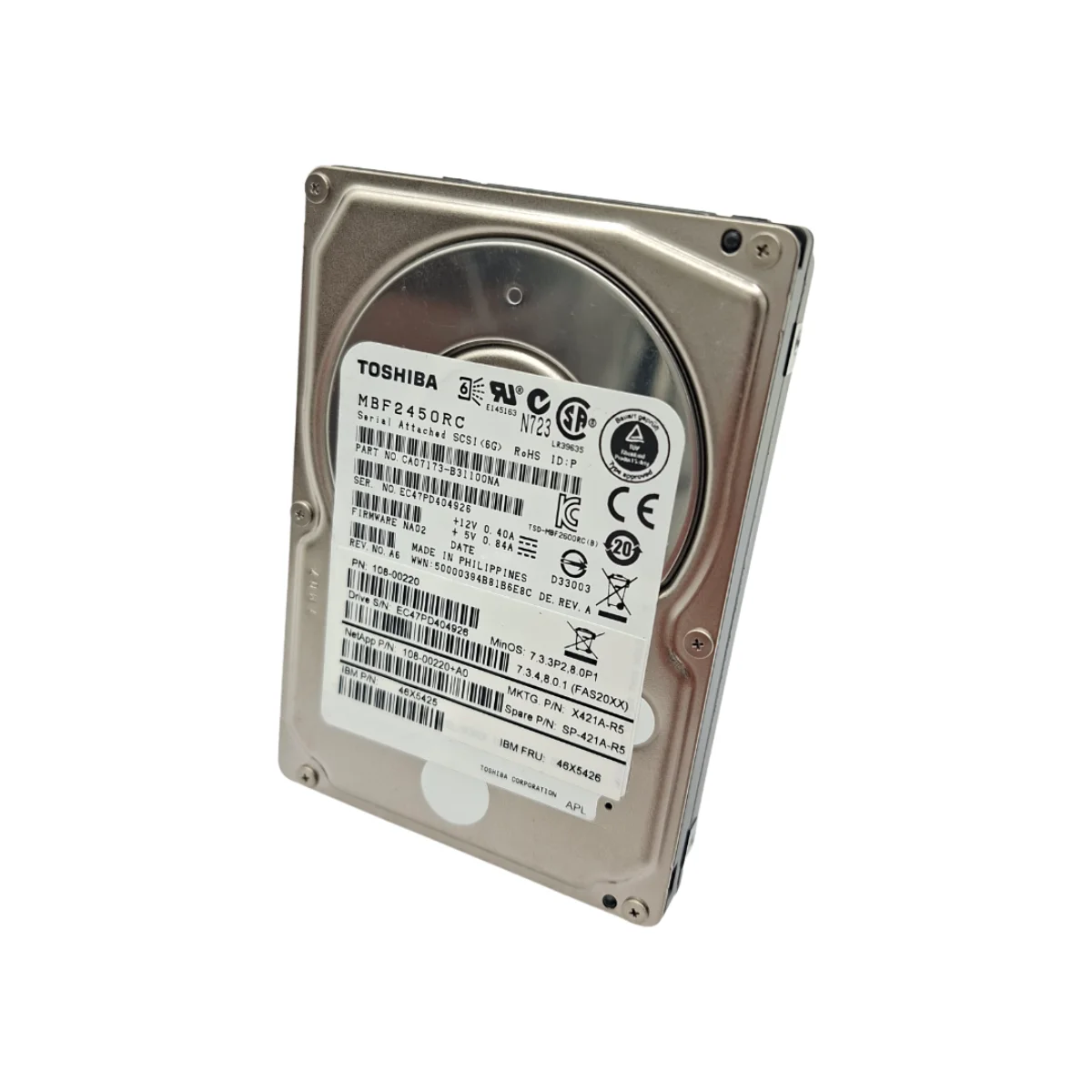 NetApp IBM 450GB 2,5" 10k SAS MBF2450RC 108-00220 46X5426