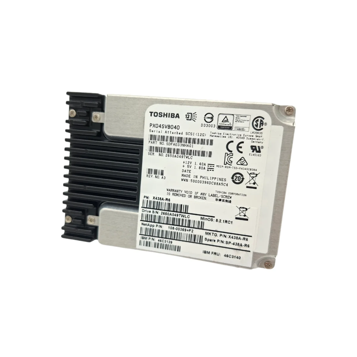 NetApp Toshiba 400GB 2,5" SSD SAS PX04SVB040 X438A-R6 46C3140