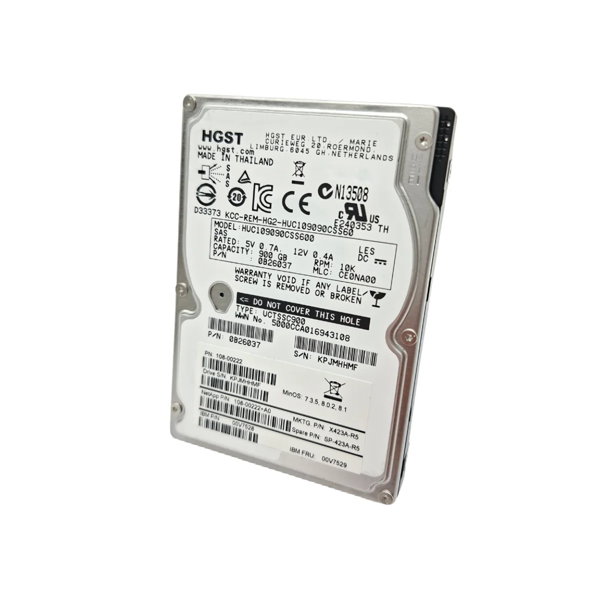NetApp HGST 900GB 2,5" 10k SAS HUC109090CSS600 108-00222 00V7529