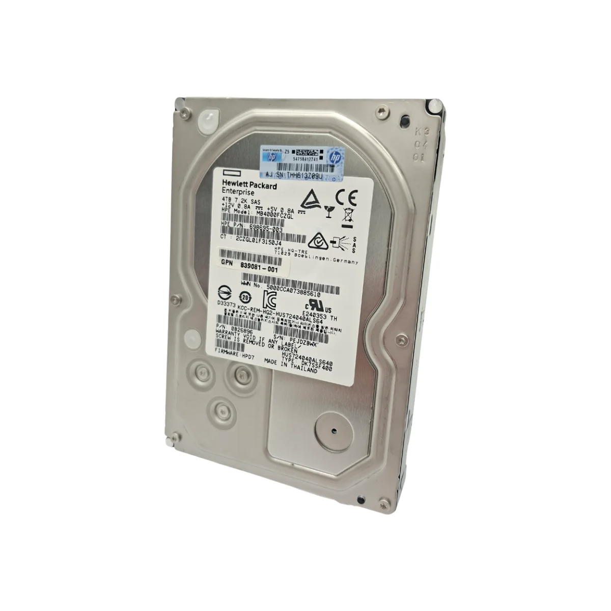 HPE 4TB 3,5" 7,2k SAS MB4000FCZGL 698695-003