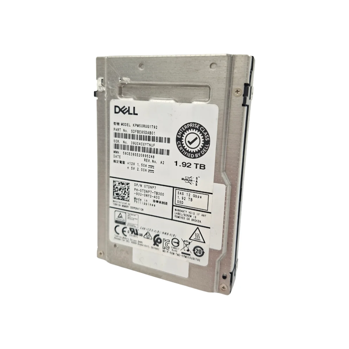 Dell 1,92TB 2,5" SSD SAS KPM5XRUG1T92 0TDNP7 TDNP7
