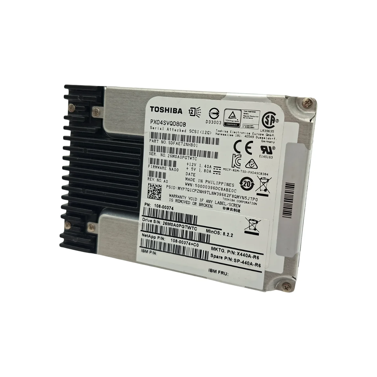 NetApp Toshiba 800GB 2,5" SSD SAS PX04SVQ080B 108-00374+C0