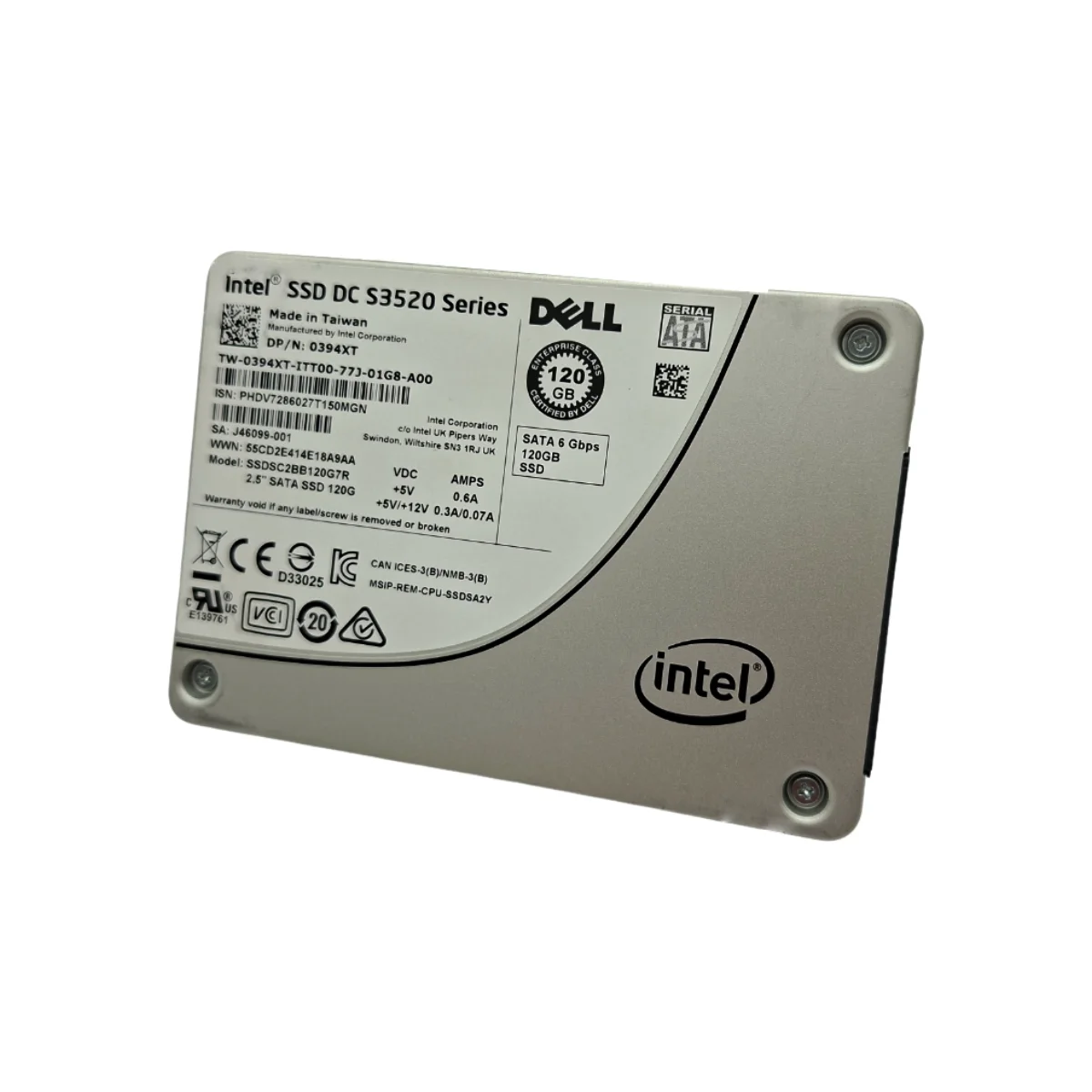 Dell Intel 120GB 2,5" SSD SATA SSDSC2BB120G7R 0394XT 394XT