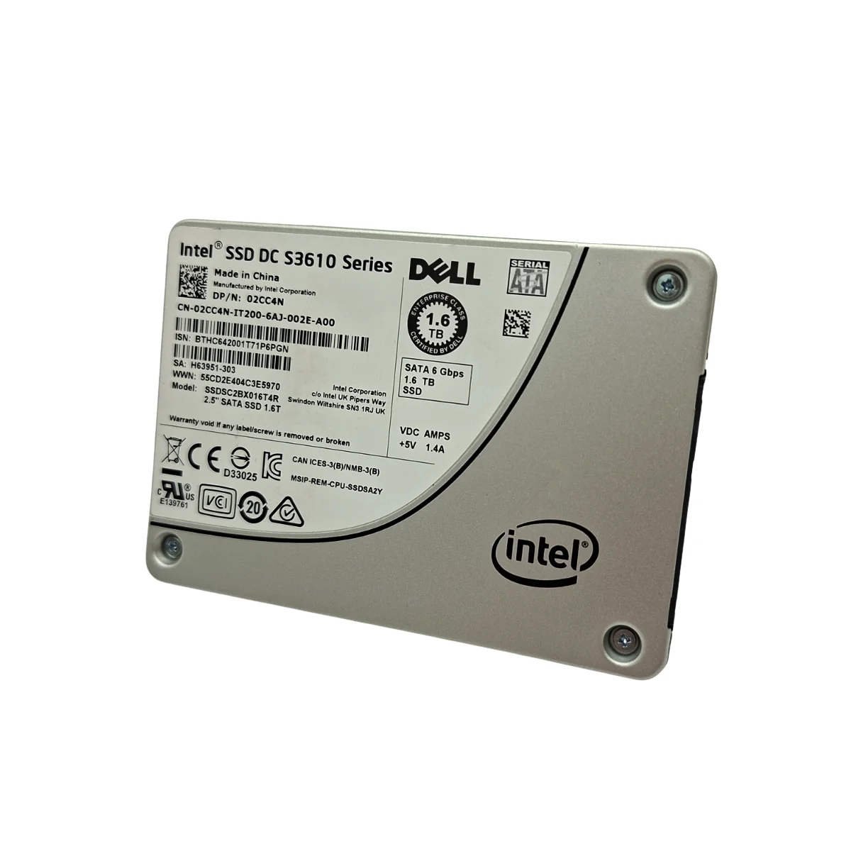 Dell Intel 1,6TB 2,5" SSD SATA SSDSC2BX016T4R 02CC4N 2CC4N