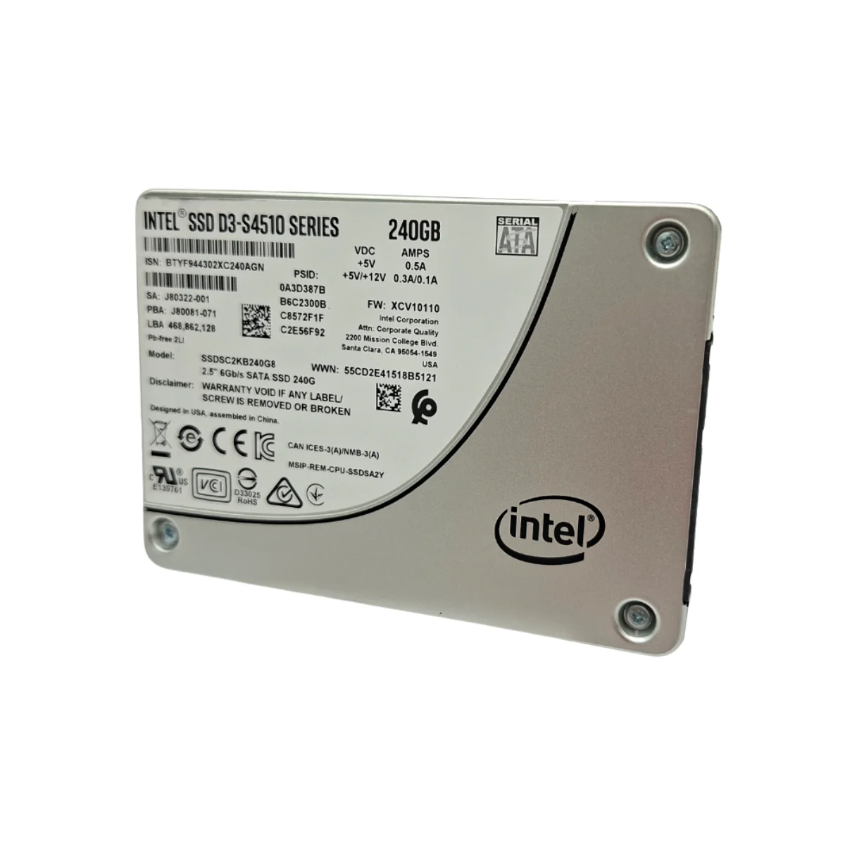 Intel 240GB 2,5" SSD SATA SSDSC2KB240G8 J80081-071