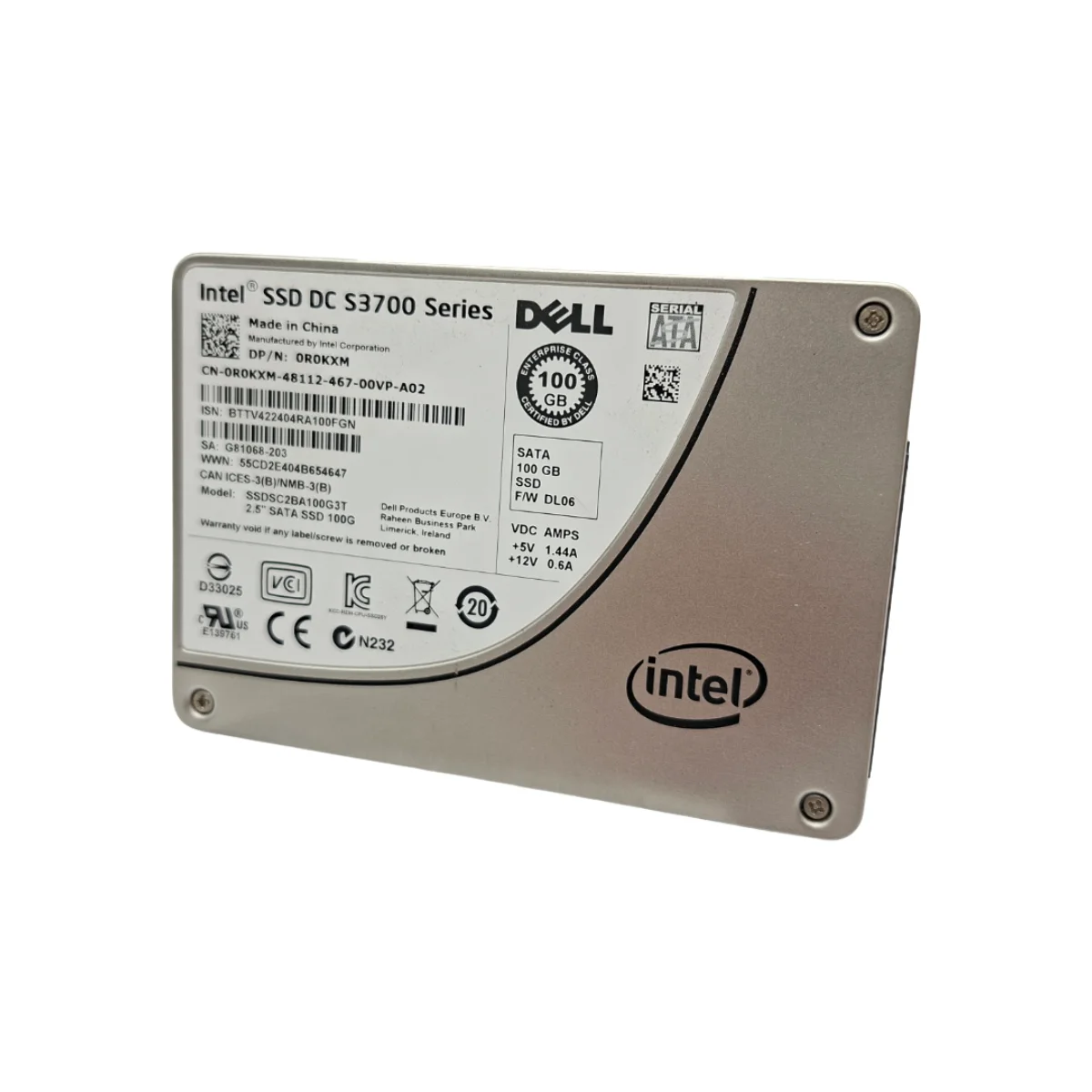 Dell Intel 100GB 2,5" SSD SATA SSDSC2BA100G3T 0R0KXM R0KXM