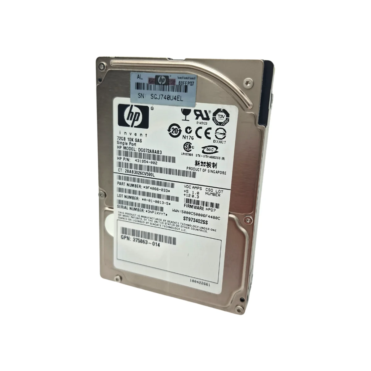 HP 72GB 2,5" 10k SAS DG072ABA83 431954-002
