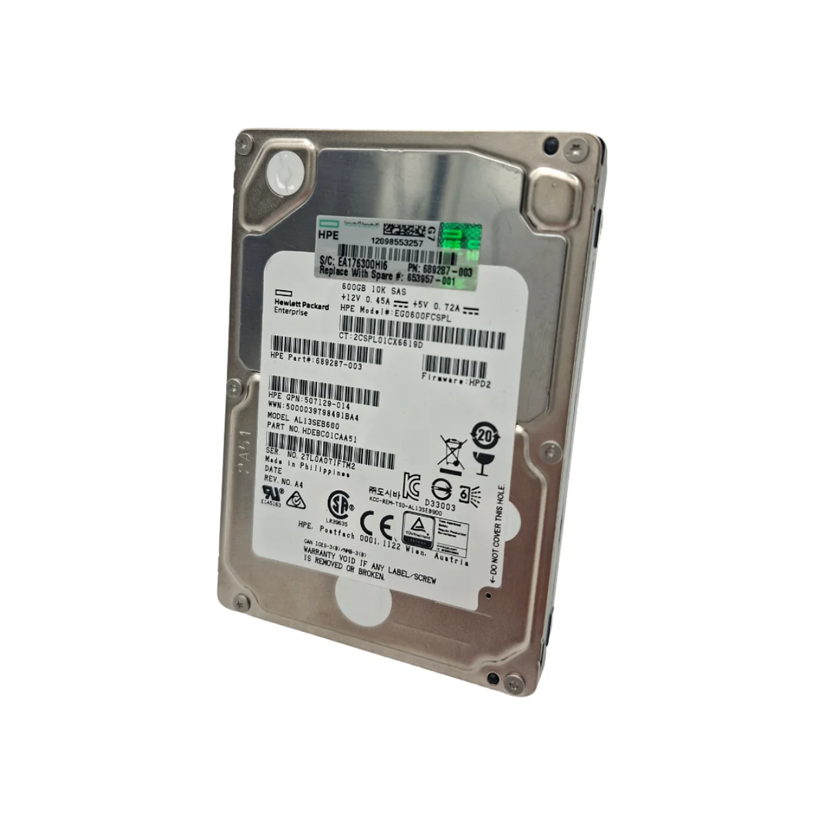 HPE 600GB 2,5" 10k SAS EG0600FCSPL 689287-003