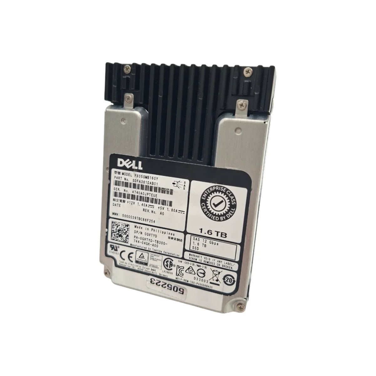 Dell 1,6TB 2,5" SSD SAS PX05SMB160Y 0GVTYD GVTYD
