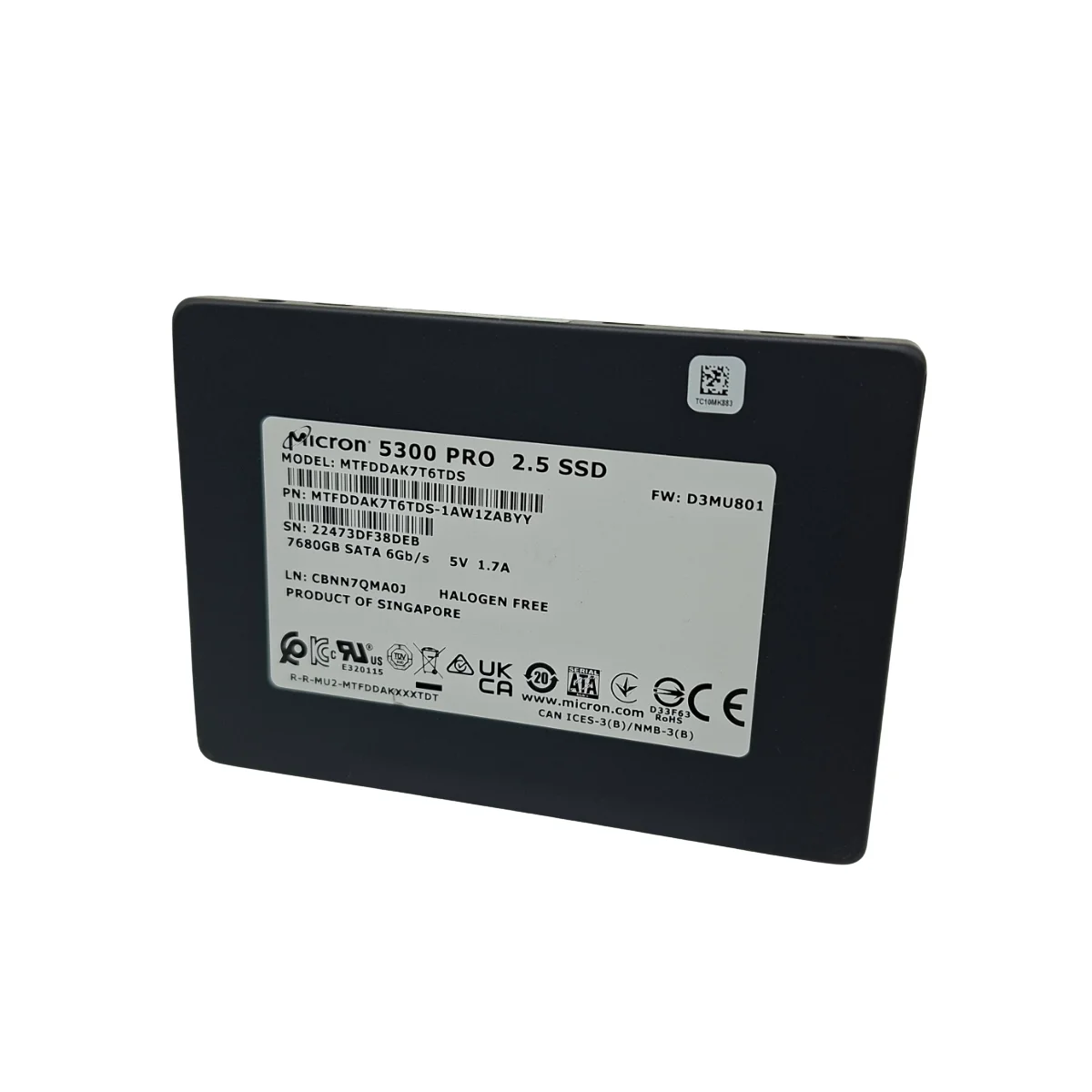 Micron 7,68TB 2,5″ SSD SATA MTFDDAK7T6TDS MTFDDAK7T6TDS-1AW1ZABYY