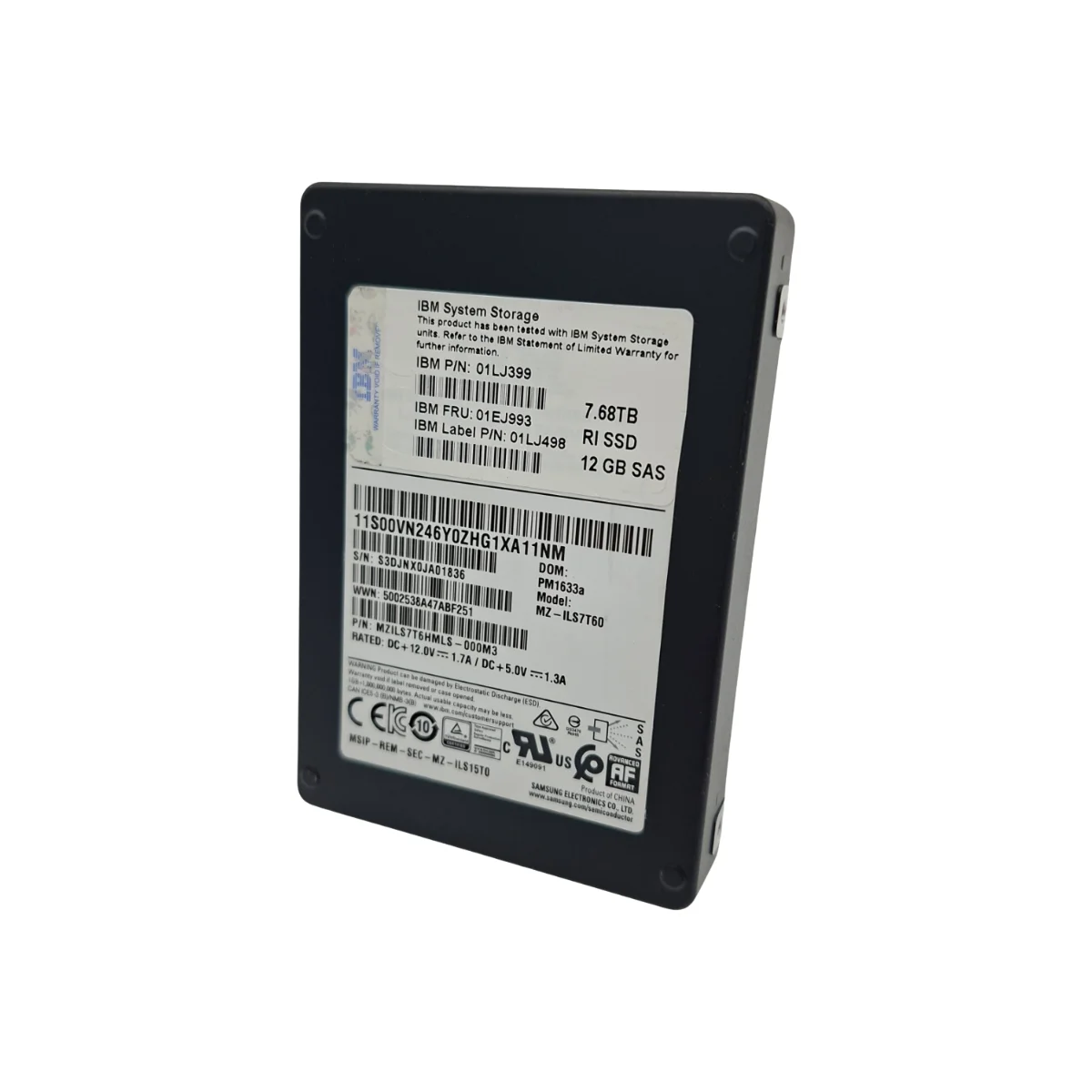 IBM 7,68TB 2,5″ SSD SAS MZ-ILS7T60 01LJ399 01EJ993