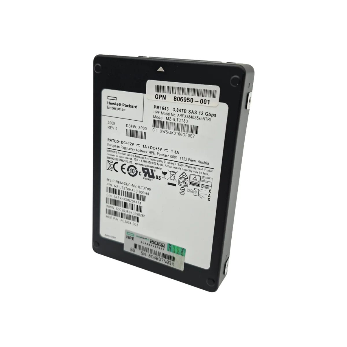 Samsung HPE 3,84TB 2,5″ SSD SAS MZ-ILT3T80 MZILT3T8HALS-000H4 P02434-003
