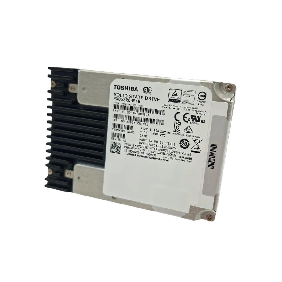 Toshiba 3,84TB 2,5" SSD SAS PX05SRQ384B SDFAM70NHB01