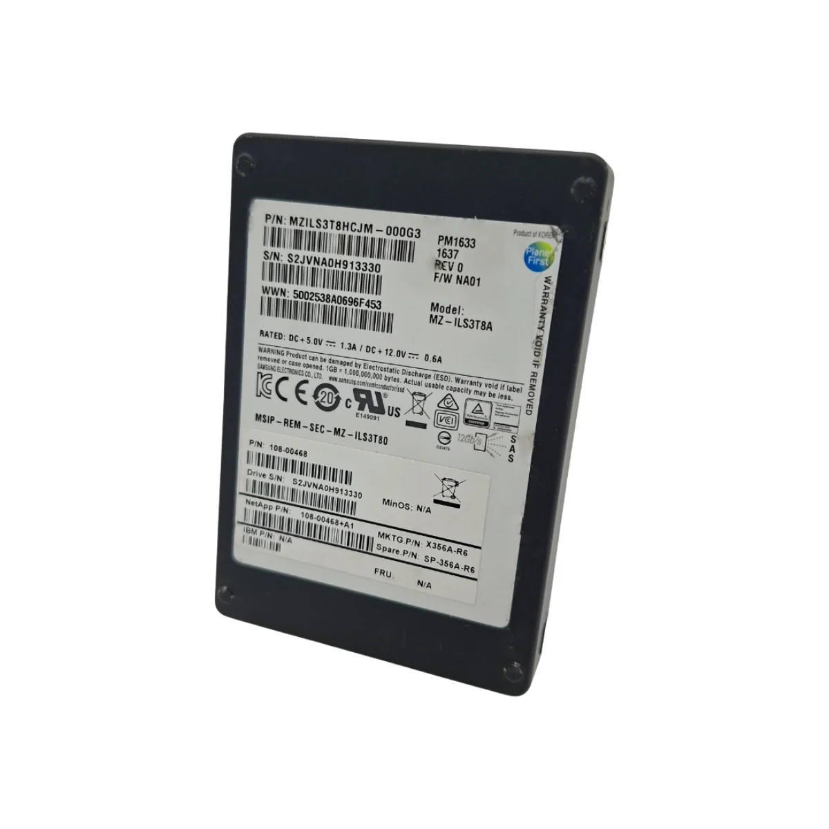 Samsung NetApp 3,84TB 2,5" SSD SAS MZ-ILS3T8A MZILS3T8HCJM-000G3 108-00468