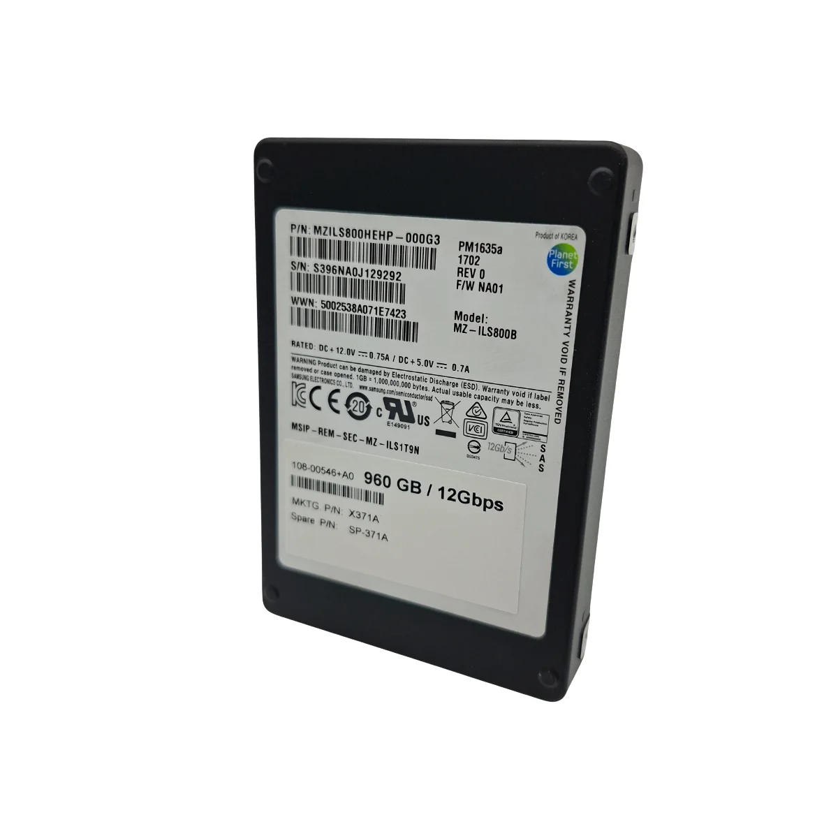 Samsung NetApp 960GB 2,5″ SSD SAS MZ-ILS800B MZILS800HEHP-000G3 X371A
