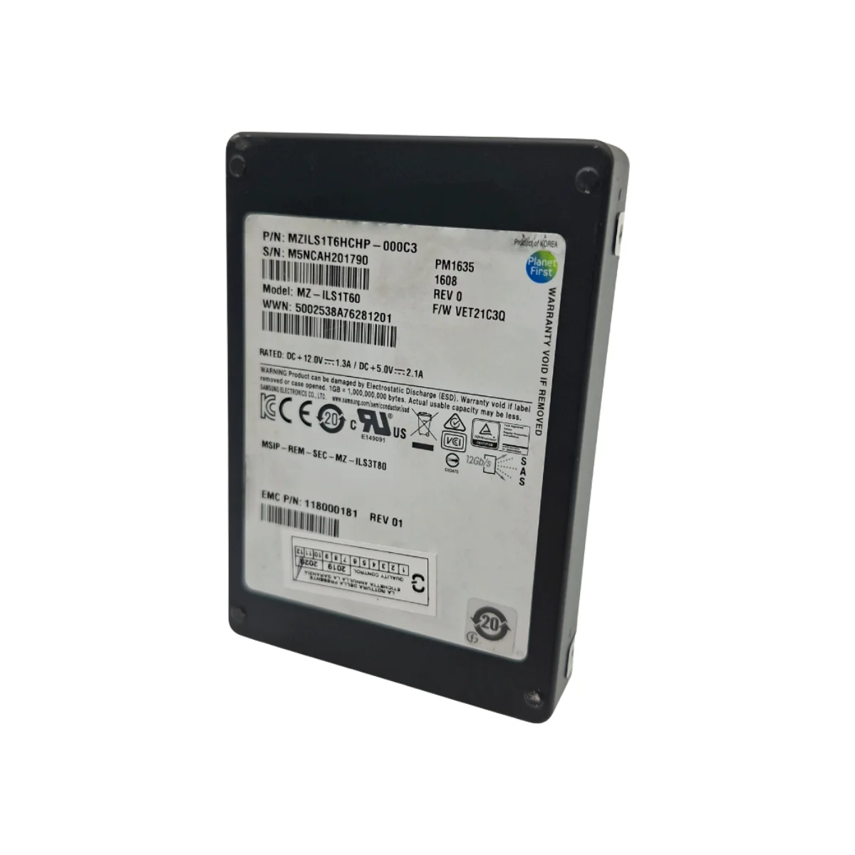 Dell EMC 1,6TB 2,5″ SSD SAS MZ-ILS1T60 MZILS1T6HCHP-000C3 118000181